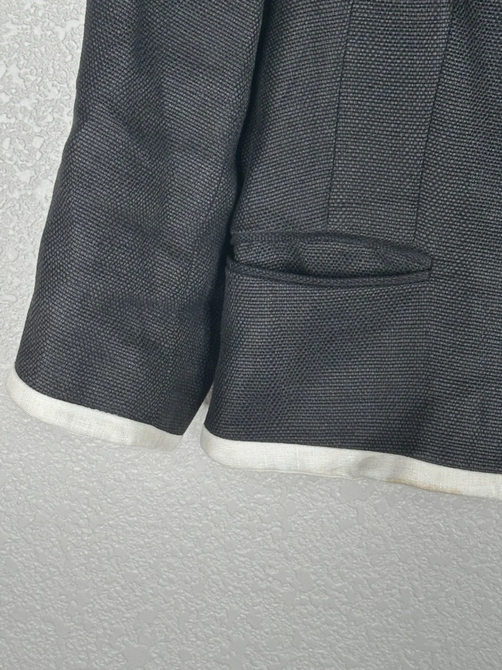 Lauren Ralph Lauren 100% Linen Black & White Tweed Classic Minimalist Blazer - Picture 3 of 5